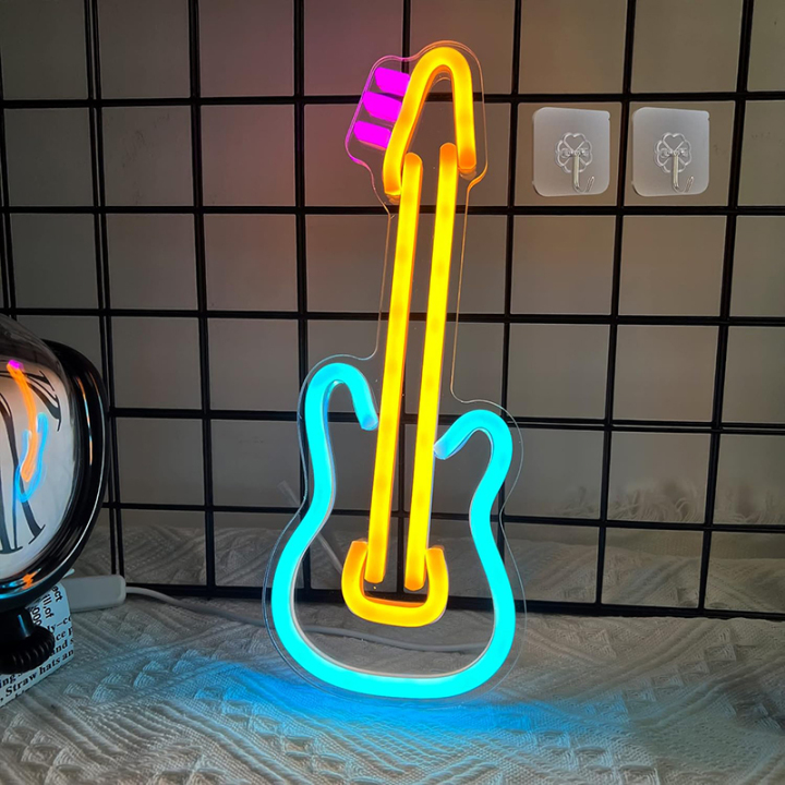 Guitar Neon Sign Custom Neon LED Sign for Music Studio and Home Decor