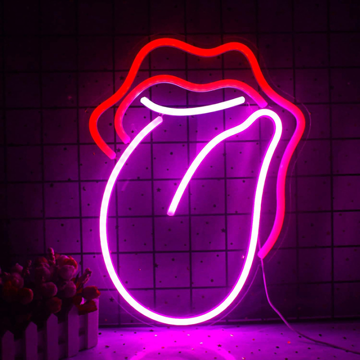 Red Lips Neon Sign Custom Neon LED Sign for Music Game Room and Party